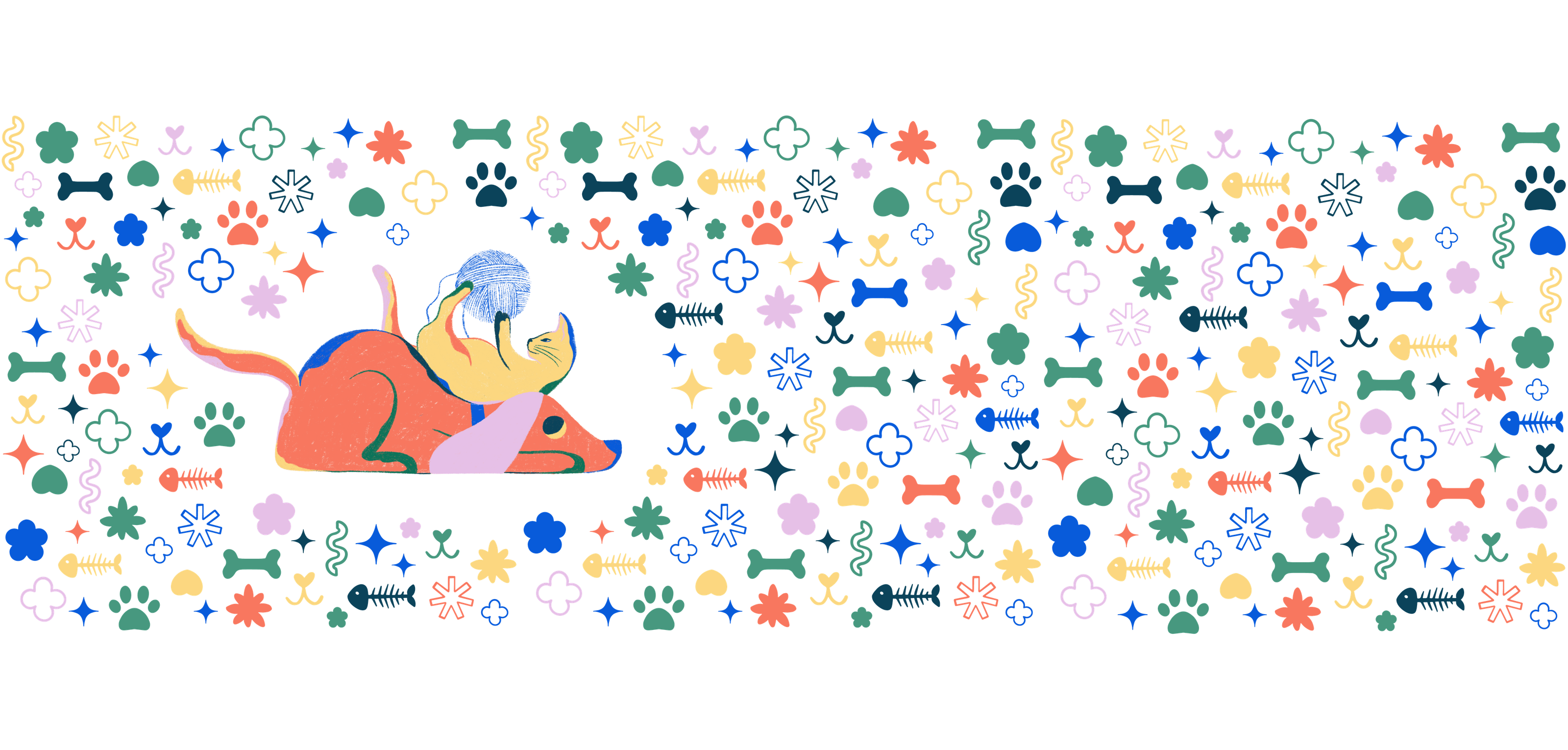 Pawxpress signature pattern with the mascot illustration